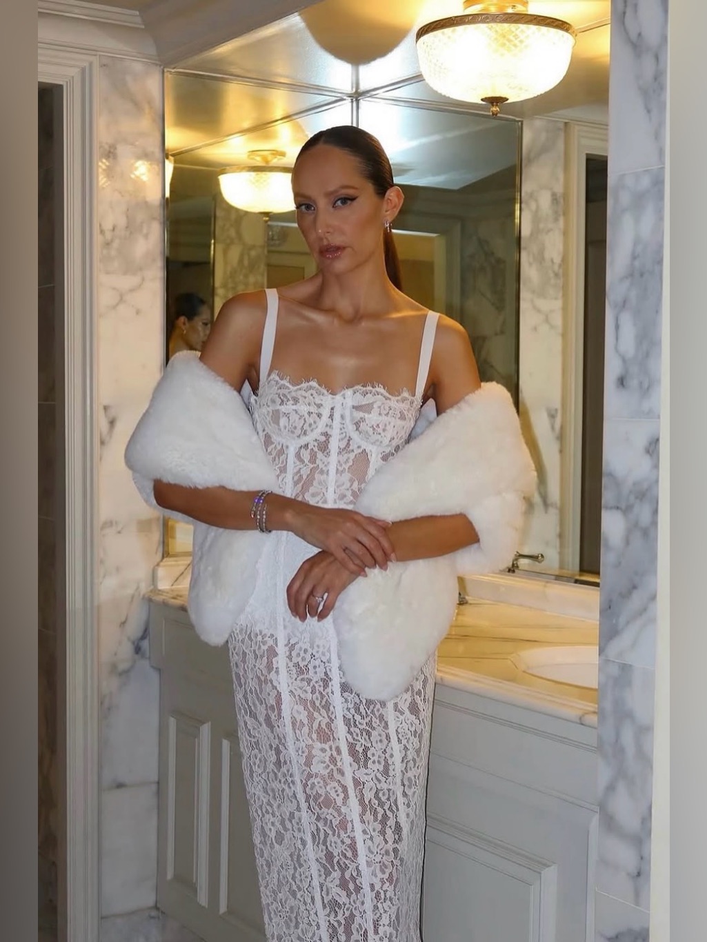 Helsa The Lace Column Dress In White, New — image 8 of 8